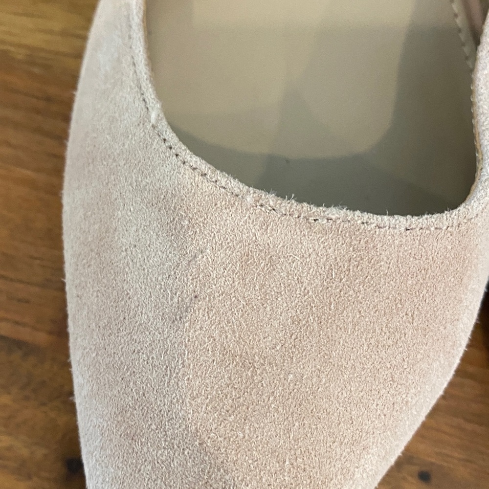 Marc Fisher Lewisa Natural Blush Suede Pointed Toe Block Heel Pumps - Picture 7 of 13